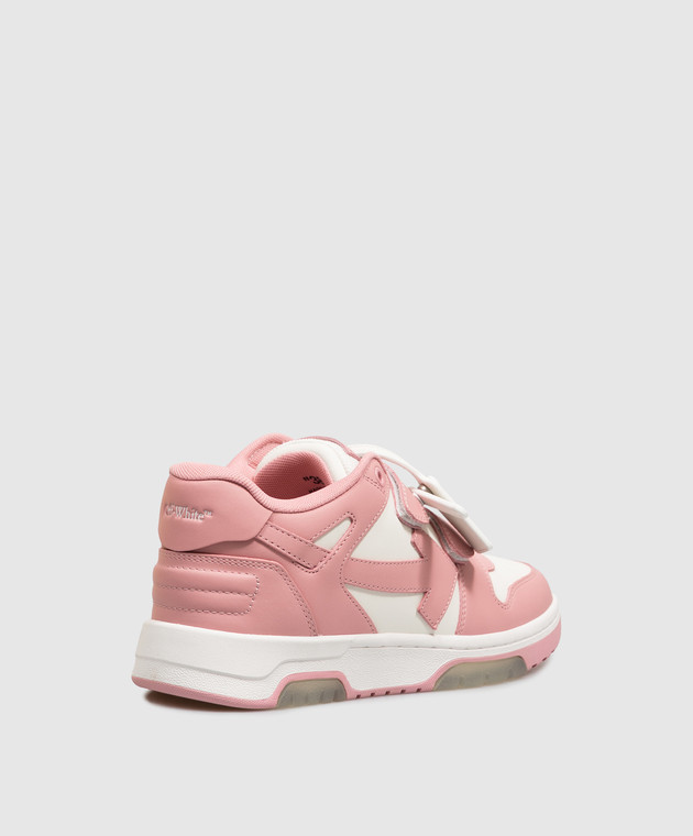 Off-White Дитячі рожеві шкіряні кросівки Out Of Office з емблемою OF06413655 зображення 3