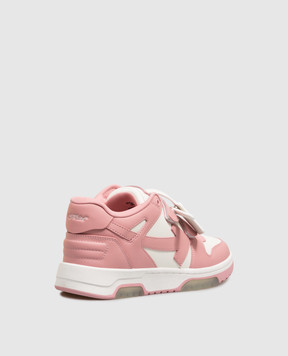 Off-White Дитячі рожеві шкіряні кросівки Out Of Office з емблемою OF06413655