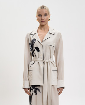 Ermanno Scervino Бежева блуза із шовку в піжамному стилі D482I353BYBQ