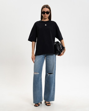 AMIRI Чорна футболка з вишивкою монграми AWTOJR1011