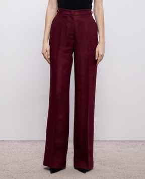 Gabriela Hearst Бордові штани Vesta із льону 2262190LI042
