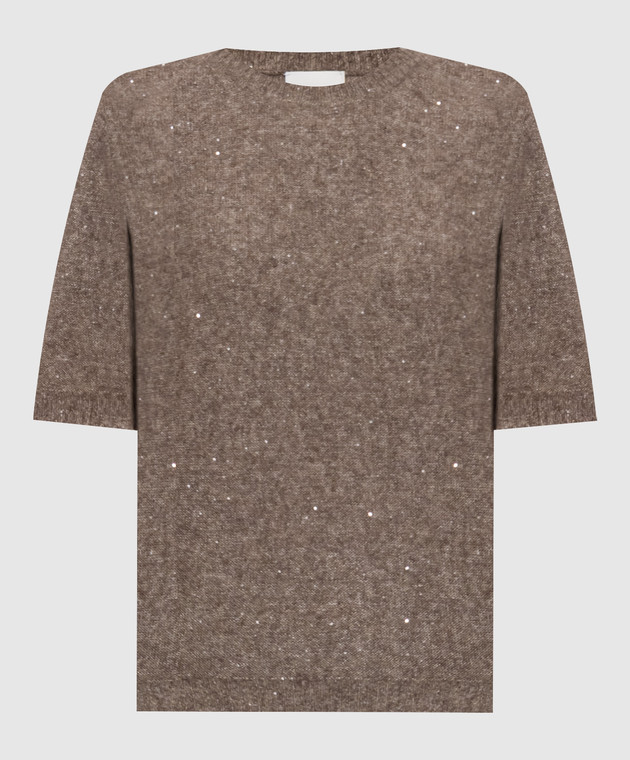 Allude Коричневий в'язаний топ з кашеміру та шовку з паєтками 26577103