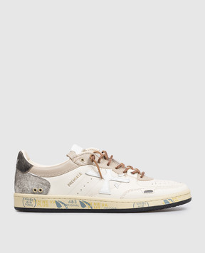 Premiata Бежевые кожаные кроссовки BSKT CLAY BSKTCLAY8163