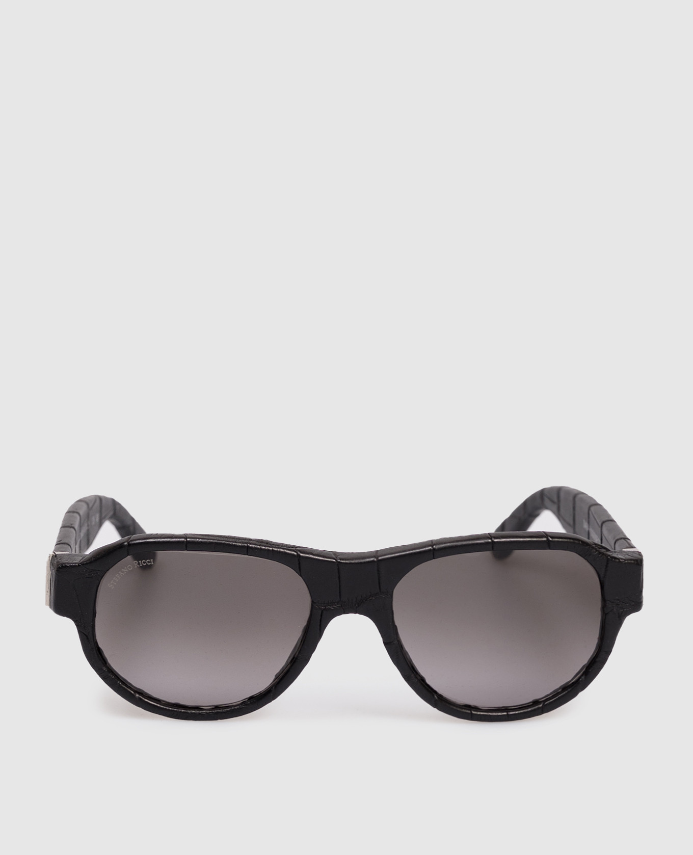 

Черные очки из кожи крокодила с логотипом, Черный, Солнцезащитные очки