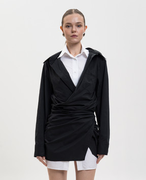 The Attico Чорна сукня-сорочка подвійної кнструкції 260WCA00458CCE002AA