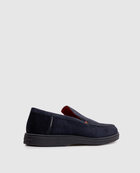 Santoni Синие замшевые лоферы с фактурным логотипом MGDG17824OOTKSVU
