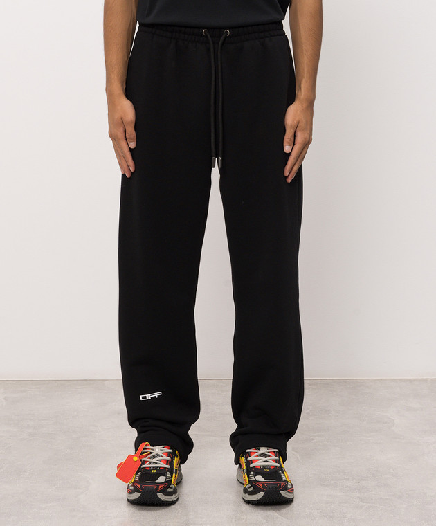 Off-White Черные спортивные брюки с брендовым принтом 44MCH05AF26F004 изображение 3