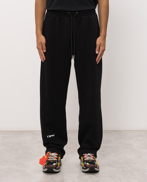 Off-White Чорні спортивні штани з брендовим принтом 44MCH05AF26F004