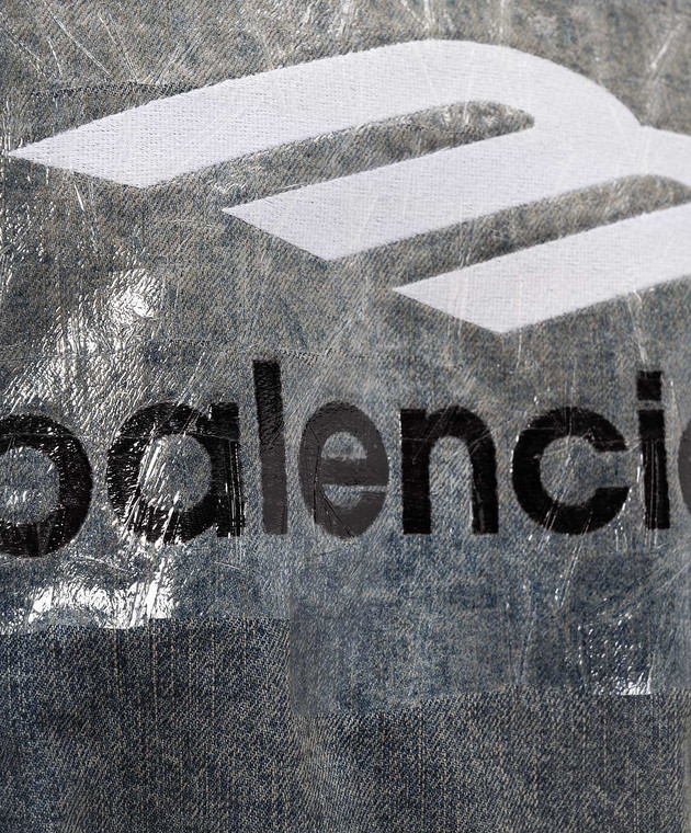 Balenciaga Синий джинсовый утепленный бомбер с винтажным эффектом 850058TTW66 изображение 5