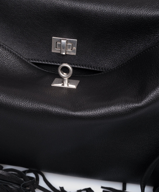 Balenciaga Чорна шкіряна сумка Rodeo з бахромою 7897722AB9O зображення 4
