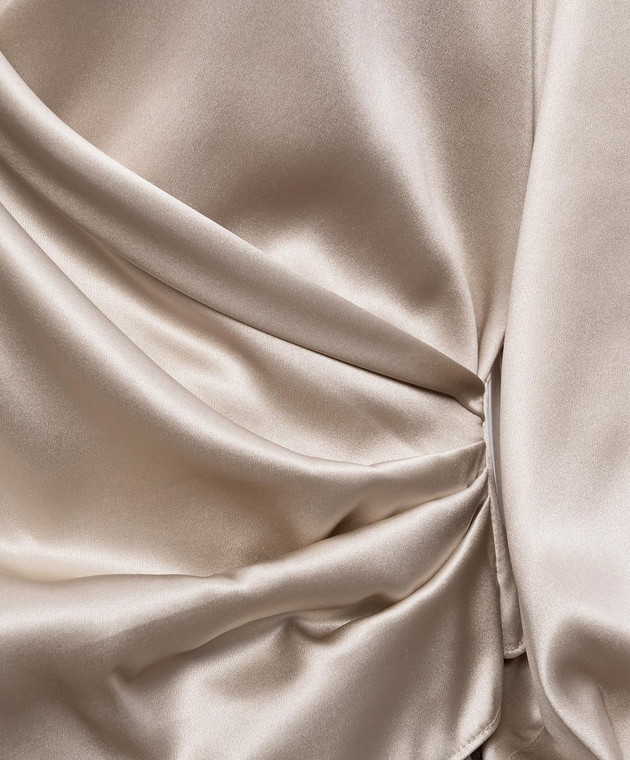Brunello Cucinelli Бежевая блуза из шелка с драпировкой M0C59B1T14 изображение 5