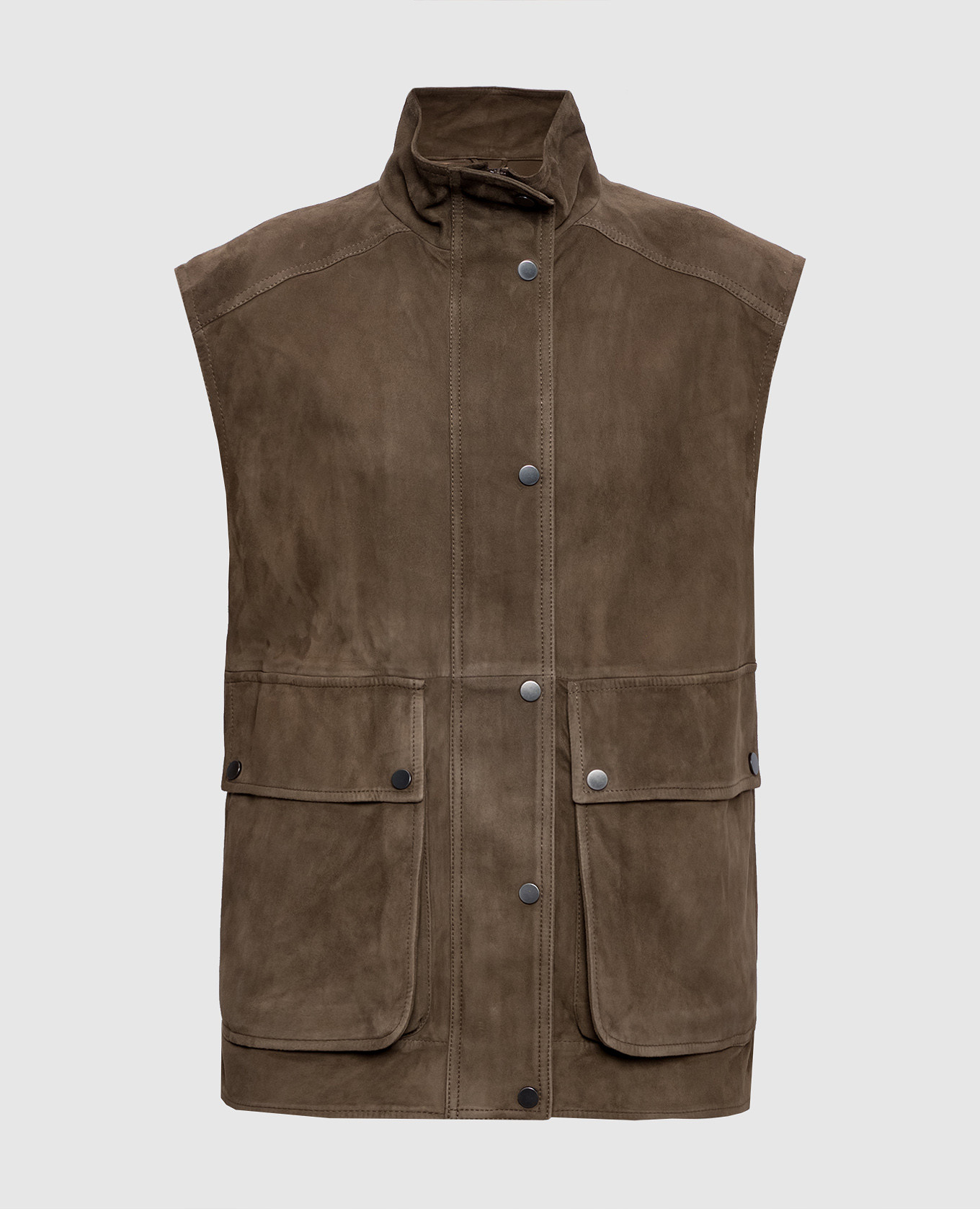 

Коричневый замшевый жилет с цепочкой мониль, Верхняя одежда