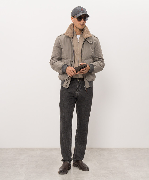 Brunello Cucinelli Бежевый кардиган из шерсти и кашемира на молнии M2400106 изображение 2