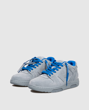 Off-White Голубые замшевые кроссовки Out Of Office с логотипом OMIA189F25LEA009