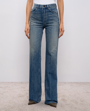 Saint Laurent Сині джинси 70's з патчем логотипа 823599YI863