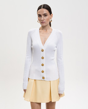 Balmain Білий кардиган з брендовою фурнітурою GF1KL166KJ45