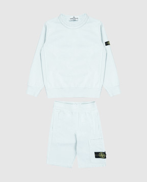Stone Island Дитячий блакитний костюм зі світшота та шортів L1S166300001S004024