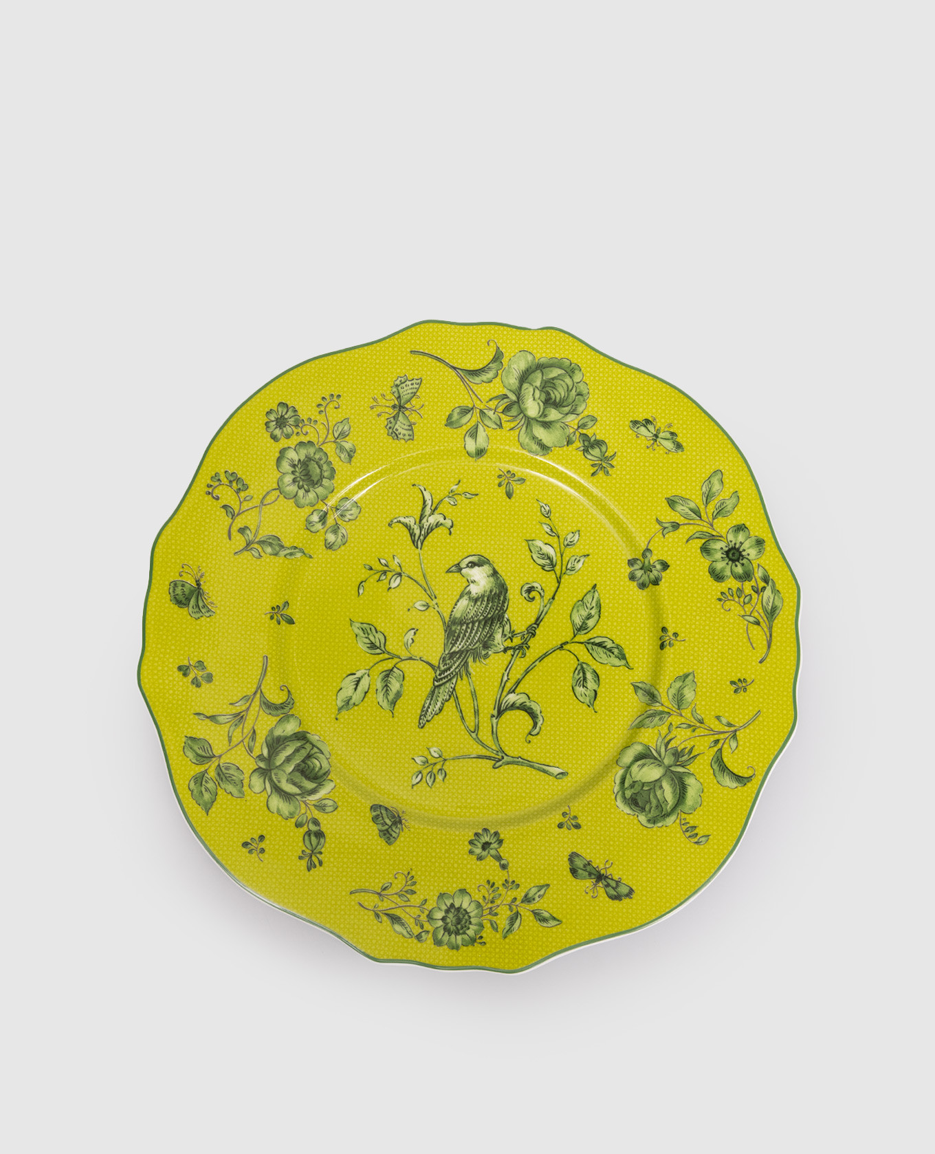 

Зеленая фарфоровая сервировочная тарелка Rosa Rosae, Зеленый, Посуда