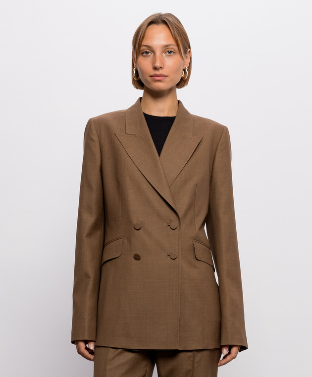 Gabriela Hearst Коричневий двобортний жакет Angela з вовни та шовку 4265113W180 зображення 3