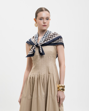 Max Mara Weekend Синий платок ONESTO из шелка в принт WKAONESTO