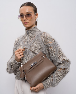 Gianni Notaro Коричневая кожаная сумка-сетчел Dollaro 099DOLLARONIKEL