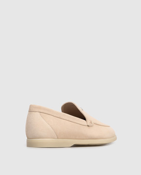 Stefano Ricci Бежевые замшевые лоферы с эмблемой UC64G2287SDP