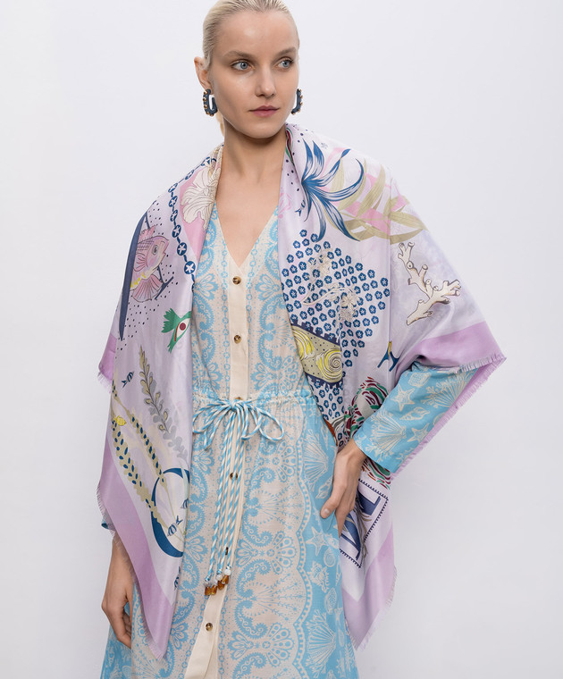 MANTERO 1902 Фіолетова хустка The Greenhouse Memories із шовку 0902F0630157426 зображення 2