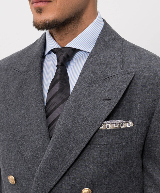 Brunello Cucinelli Серый галстук из шелка в полоску MR8460018P изображение 2