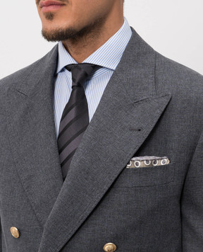 Brunello Cucinelli Серый галстук из шелка в полоску MR8460018P
