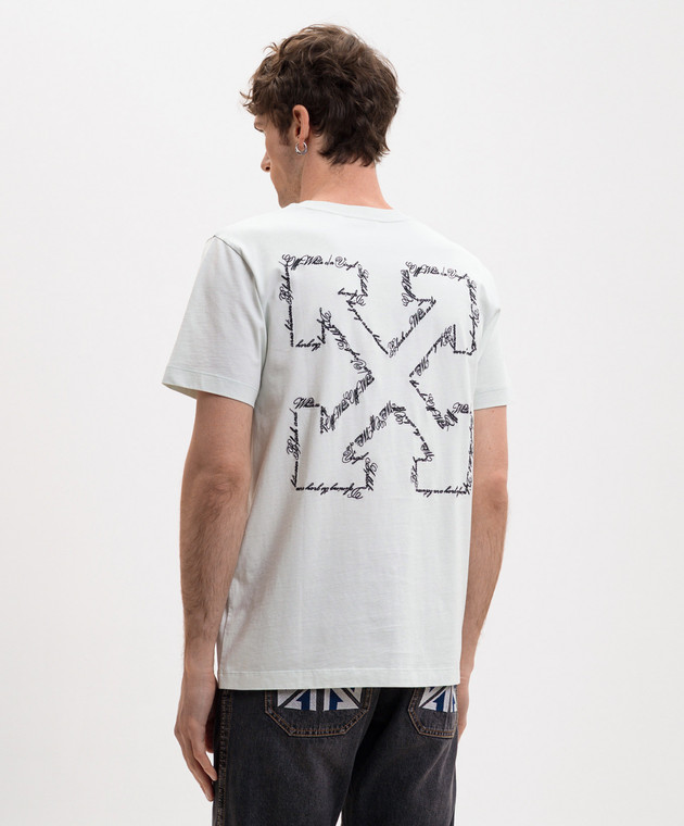 Off-White Зелена футболка з вишивкою Script Arrow 44MAA027S26J002 зображення 3