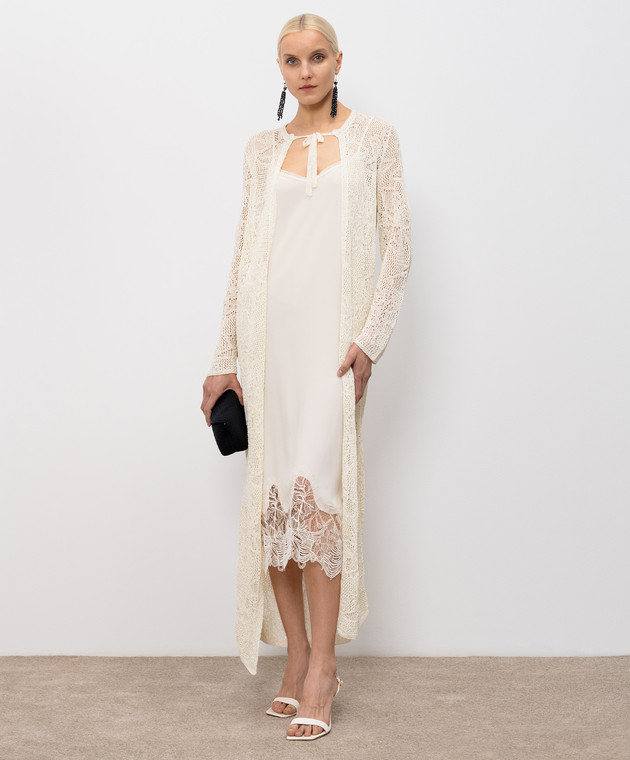 Fabiana Filippi Бежева сукня-комбінація з шовком TPD276F747M158 зображення 2