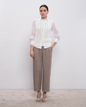 Peserico Білий ажурний топ з ланцюжком моніль A98210F03R09119