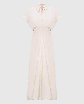 Brunello Cucinelli Бежевое платье с леном MH126A5426