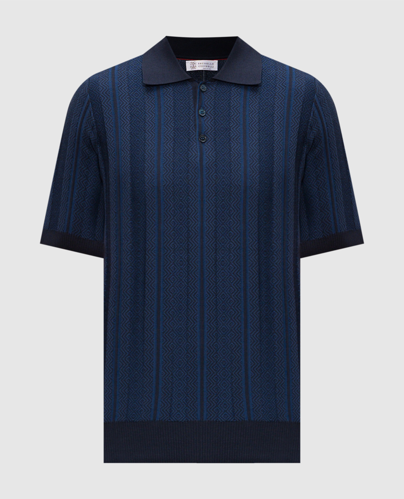 Синее поло в узор