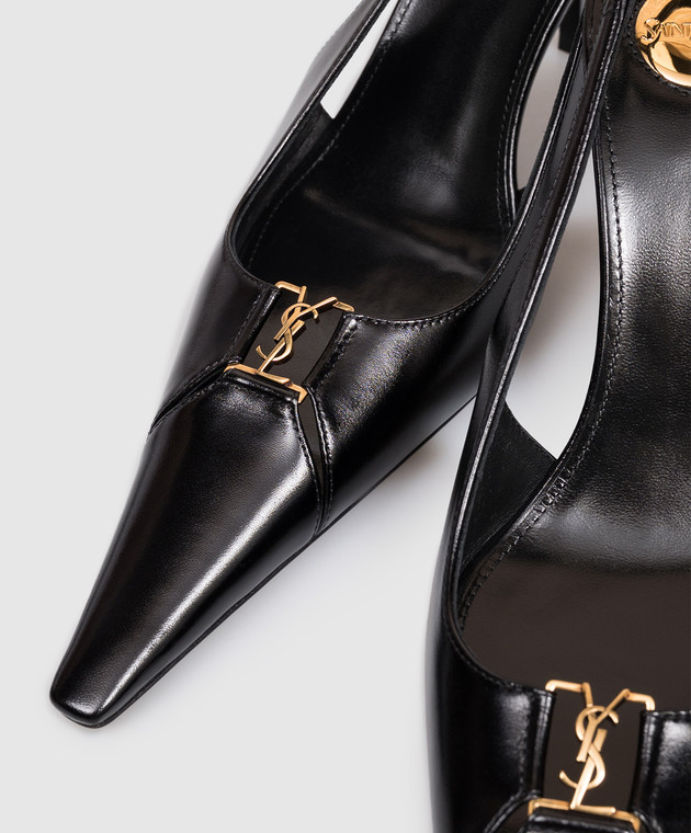 Saint Laurent Чорні шкіряні слінгбеки BABYLONE BRETEUIL 858966AAEHI зображення 5