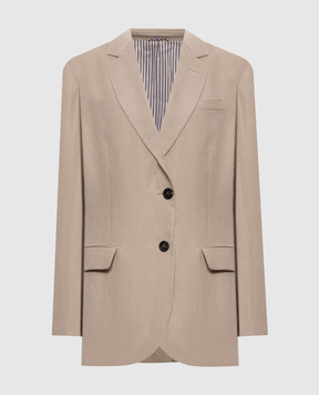 Brunello Cucinelli Бежевый жакет из льна с цепочкой мониль MH5277519
