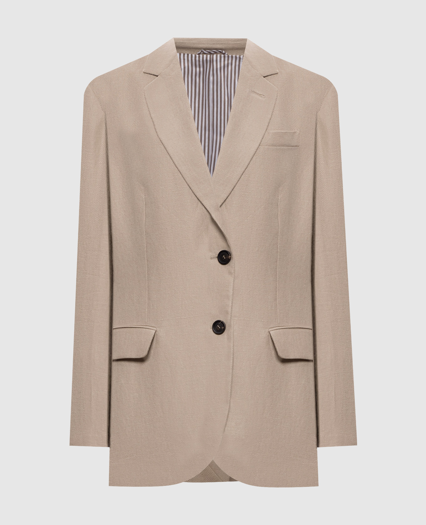 Бежевый жакет из льна с цепочкой мониль