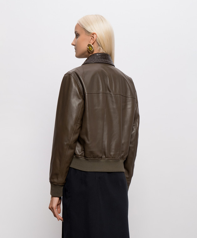 Bottega Veneta Шкіряна куртка кольору хакі 874736V61D0 зображення 4
