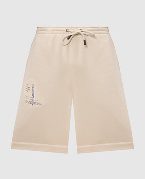 Off-White Бежевые шорты с принтом Connect Dots 44MCB09KF26F001