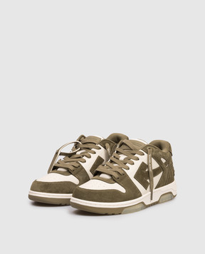 Off-White Замшеві кросівки кольору хакі Out Of Office OMIA189S26LEA004