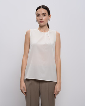 Peserico Білий топ із шовку з ланцюжком моніль A0863407325