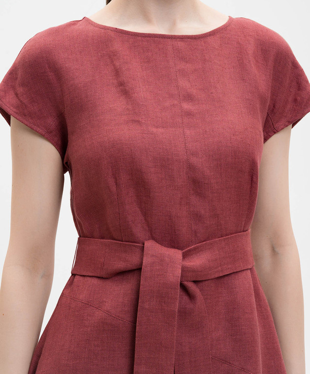 Max Mara Weekend Бордовое платье SORDIO из льна WKDESORDIO изображение 4