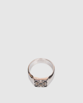 Off-White Срібляста каблучка з емблемою Arrow OMOC078C99MET001