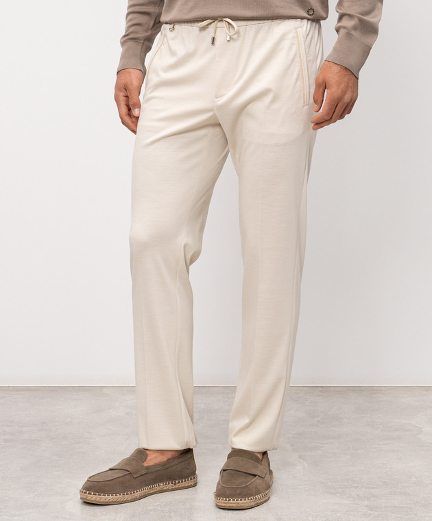 Stefano Ricci Бежевые брюки из шерсти M1T6100160MA0033 изображение 3