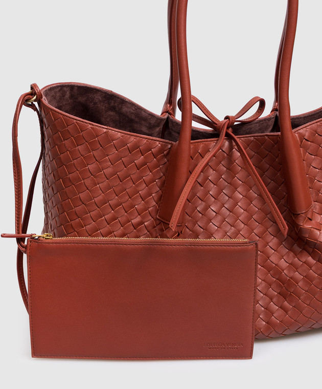 Bottega Veneta Терракотовая кожаная сумка-тоут Pinacoteca 817166V5AG1 изображение 4