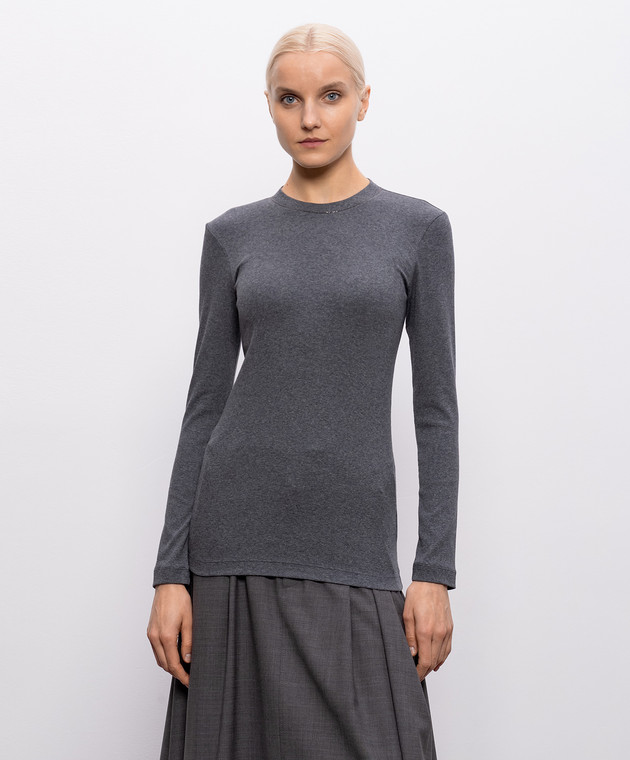 Brunello Cucinelli Серый лонгслив с цепочкой мониль MPTC8BJ300 изображение 3