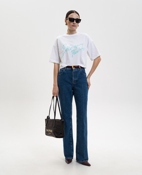 Balmain Біла укорочена футболка з логотипом GF1EE145BD41