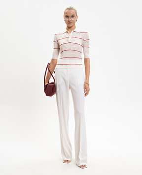 Max Mara Білий топ MSTGALLO із шовку і вовни з коміром-поло MSTGALLO