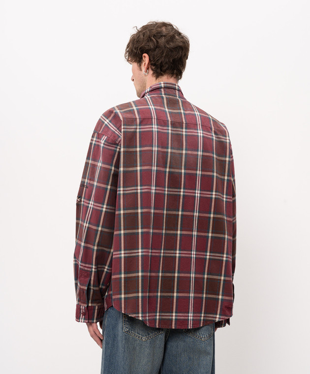 Balenciaga Бордова сорочка в клітинку з вінтажним ефектом 850813TLM09 зображення 4