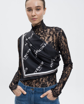 Givenchy Чорна хустка із шовку Shadow з логотипом 710009495003